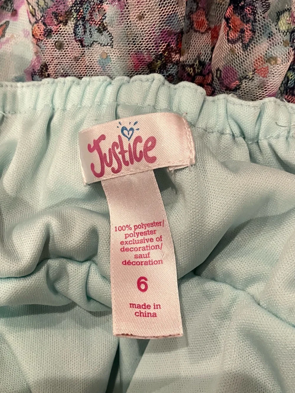 🌟 Size 6 GUC.Justice  Ruffle Dress sparkle with Pink and Turquoise